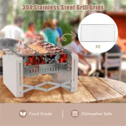 FURNIinspire Outdoor Grills, Griddles And Smokers Professional Foldable Dual Surface Charcoal Grill For BBQ System Outdoor, Beige, 16.33"*4.82"*12.8" -Outdoor Kitchen & Living GUEST 2572dc62 2a63 4ea9 a531 ae4627fcd2b3