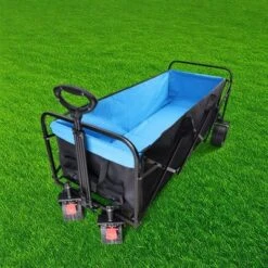 FURNIinspire Wheelbarrows And Lawn Carts Large Capacity Folding Cart Extender Wagon Cart, Lawn Cart For Picnic, Shopping, Black And Blue, 53“*21"*41" -Outdoor Kitchen & Living GUEST 26c15f81 b09c 4e6c a7bd e177e7264ef1