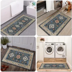 FURNIinspire Floor Mats 2 Piece Farmhouse Kitchen Rug Washable Area Rugs Non Skid Bohemian Mat For Hallway Entryway, Blue, 60"*20" 9 FURNIinspire Floor Mats 2 Piece Farmhouse Kitchen Rug Washable Area Rugs Non Skid Bohemian Mat For Hallway Entryway, Blue, 60"*20" -Outdoor Kitchen & Living GUEST 274484b9 d5ca 4905 820d 8f4c4a86d215