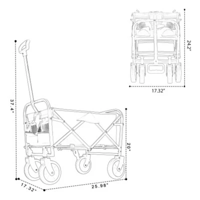 FURNIinspire Outdoor Serving Carts Foldable Wagon Cart Beach Wagon Utility Wagon Grocery Cart 3pcs Plastic Liner Cover, Green, 25.98"*17.32"*37.4" 4 FURNIinspire Outdoor Serving Carts Foldable Wagon Cart Beach Wagon Utility Wagon Grocery Cart 3pcs Plastic Liner Cover, Green, 25.98"*17.32"*37.4" - Image 2