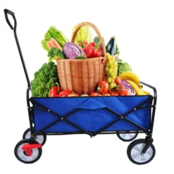 FURNIinspire Wheelbarrows And Lawn Carts Folding Wagon Cart, Collapsible Garden, Beach And Shopping Utility Cart With Handle, Blue, 41“*21"*46" -Outdoor Kitchen & Living GUEST 297c00d0 da31 4806 9595 b11908e9d886