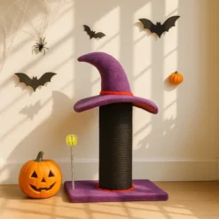 FURNIinspire Pet Tower Halloween Cat Tree Wizard Hat Cat Scratching Post, Cute Cat Toys Kitten Pet Furniture Indoor, Purple, 15.8"*11.8"*23.6" -Outdoor Kitchen & Living GUEST 2a9015c6 2dff 4517 9935 6c53db7aba43
