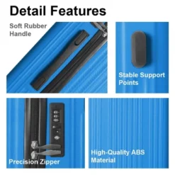 FURNIinspire Bag And Luggage Sets 3 Piece Rolling Luggage, Hard Shell Travel Suitcases Set With Wheels Telescopic Handle, Blue, 21.06"*11.42"*30.12" -Outdoor Kitchen & Living GUEST 2b1e569f 14bd 4018 b176 88d332143e3d