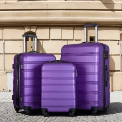FURNIinspire Bag And Luggage Sets 3 Piece Luggage Set Spinner Suitcase With TSA Lock, Travel Options For Family Travel, Purple, 20" 24' 28" -Outdoor Kitchen & Living GUEST 2c15d377 f152 43af 9410 c3edc918a1fc