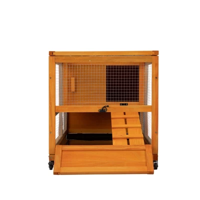 FURNIinspire Pet Crates And Houses, Tier Rabbit Hutch On Wheels, Openable Roof, Easy-to-Clean Tray, House For Small Animals, Orange, 38"*22"*6" 4 FURNIinspire Pet Crates And Houses, Tier Rabbit Hutch On Wheels, Openable Roof, Easy-to-Clean Tray, House For Small Animals, Orange, 38"*22"*6" - Image 2