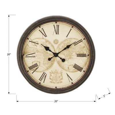 FURNIinspire Wall Clocks Round Living Room Roman Numeral Clock Decorative Hanging Clock Vintage Timepiece Home Decor, Brown, 20"*20"*2" 4 FURNIinspire Wall Clocks Round Living Room Roman Numeral Clock Decorative Hanging Clock Vintage Timepiece Home Decor, Brown, 20"*20"*2" - Image 2