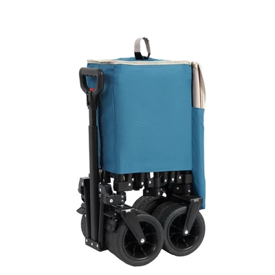 FURNIinspire Wheelbarrows And Lawn Carts Beach Wagon Lawn Cart Garden Cart, Heavy Duty Folding Utility Yard Cart, Blue, 20.87"*42.91"*32.68" 3 FURNIinspire Wheelbarrows And Lawn Carts Beach Wagon Lawn Cart Garden Cart, Heavy Duty Folding Utility Yard Cart, Blue, 20.87"*42.91"*32.68"