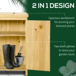 FURNIinspire Utility Storage Cabinet Garden Storage Cabinet Outdoor Tool Shed With Galvanized Top And Two Shelves, Natural Wood, 38.00"*20.10"*12.60" 9 FURNIinspire Utility Storage Cabinet Garden Storage Cabinet Outdoor Tool Shed With Galvanized Top And Two Shelves, Natural Wood, 38.00"*20.10"*12.60" -Outdoor Kitchen & Living GUEST 2e909165 4d3a 4d9d b99c e0e1855a3703