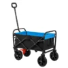 FURNIinspire Wheelbarrows And Lawn Carts Folding Wagon Garden Cart, Lawn Cart With Solid Wheels And Handle, Black And Blue, 30“*15"*36"