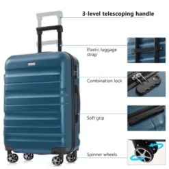 FURNIinspire Bag And Luggage Sets 6 Piece Luggage Set, Lightweight Carry On Luggage Suitcases With Wheels For Travel Business, Blue, 11.8"*19.7"*30.3" -Outdoor Kitchen & Living GUEST 2ee3532c a628 470b be06 372263e75712