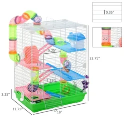 FURNIinspire 5 Tier Hamster Cage,Portable Carry Handle,Rat Gerbil Cage With Food Dish, Exercise Wheel,18"*11,75"*22.75" -Outdoor Kitchen & Living GUEST 306e9473 1297 46ac 9581 cdbd8c01f6a1