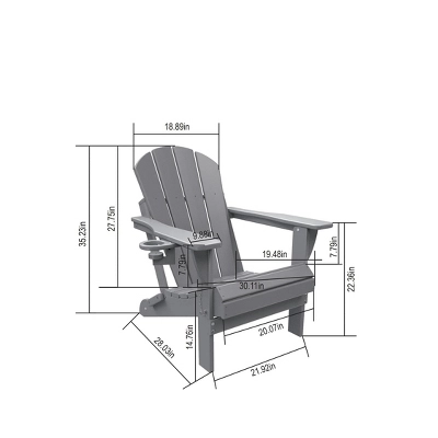 FURNIinspire Patio Seating Sets Folding Adirondack Chairs With Side Table, 3-Piece Rocking Chairs Set With Wood Texture, Blue, 30“*28”*35“ 4 FURNIinspire Patio Seating Sets Folding Adirondack Chairs With Side Table, 3-Piece Rocking Chairs Set With Wood Texture, Blue, 30“*28”*35“ - Image 2