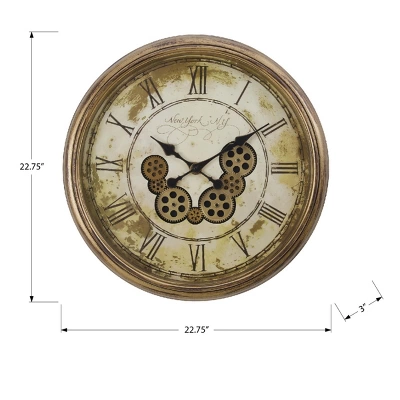 FURNIinspire Wall Clocks 24inch Timepiece Living Room Wall Clock Decorative Hanging Clock Vintage Wall Decor For Bedroom, Brown, 22.75"*22.75"*3" 4 FURNIinspire Wall Clocks 24inch Timepiece Living Room Wall Clock Decorative Hanging Clock Vintage Wall Decor For Bedroom, Brown, 22.75"*22.75"*3" - Image 2