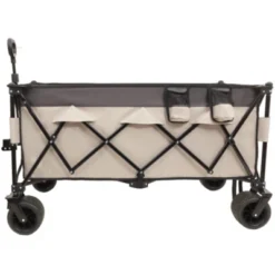 FURNIinspire Outdoor Serving Carts Heavy Duty Foldable Utility Wagon 480lbs Capacity Patented Ultra-Stable Frame, Khaki, 50.39"*25.98"*44.88" -Outdoor Kitchen & Living GUEST 3269ec41 ad15 4218 9ead fea9f215bc3f