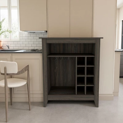 FURNIinspire Wine Racks Bar Cabinet, Wine Cabinet, Sideboard Kitchen Cupboards With Open Shelf, Wine Rack, Brown, 17.7"*32.5"*37.07" 5 FURNIinspire Wine Racks Bar Cabinet, Wine Cabinet, Sideboard Kitchen Cupboards With Open Shelf, Wine Rack, Brown, 17.7"*32.5"*37.07" - Image 3