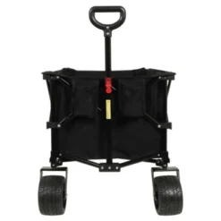 FURNIinspire Outdoor Serving Carts Heavy Duty Foldable Utility Wagon Terrain Quiet Wheels For Camping Gardening Picnic, Black, 38.58"*24.02"*39.17"