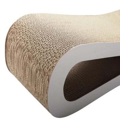 FURNIinspire Pet Tower Cat Scratcher Cat Toy Corrugated Cardboard, Modern Cat Furniture, Beige, 29.50"*8.50"*7.50" 4 FURNIinspire Pet Tower Cat Scratcher Cat Toy Corrugated Cardboard, Modern Cat Furniture, Beige, 29.50"*8.50"*7.50" - Image 2