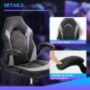FURNIinspire Task And Office Chairs PU Leather Office Chair Swivel Computer Gaming Chair With Lumbar Support, Black And Gray, 25"*28"*46" -Outdoor Kitchen & Living GUEST 33a0eea2 7c79 4f37 933e c4ff44a3be8e