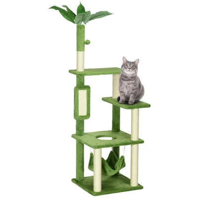FURNIinspire Pet Tower Cat Tree Cat Tower Cat Playhouse With Scratching Post, Platforms, Play Ball, Cute Pet Furniture, Green, 19.25"*19.25"*56" 3 FURNIinspire Pet Tower Cat Tree Cat Tower Cat Playhouse With Scratching Post, Platforms, Play Ball, Cute Pet Furniture, Green, 19.25"*19.25"*56"