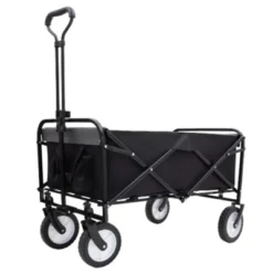 FURNIinspire Outdoor Serving Carts Collapsible Foldable Wagon Cart With Strapping System Beach Wagon Utility Cart, Black, 35.04"*21.65"*38.98" -Outdoor Kitchen & Living GUEST 340ee51c 8dd5 4fe3 817e 7b4dd413d6b4