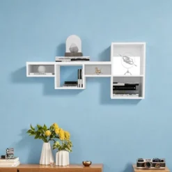FURNIinspire Utility Storage Shelves 47" Wall Shelf, Cube Shelf Modular Shelf, Living Room Storage Shelf, Shelving Unit, White, 47.2"*9.9"*22" -Outdoor Kitchen & Living GUEST 34114e09 10d1 49ff b1b4 c04b8f8ba4bf