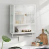 FURNIinspire Kitchen And Dining Cabinets Modern Wall Cabinet Closet Pantry Cabinets With Glass Door, Shelf, Towel Rack, White, 9.06"*23.62"*30.71" -Outdoor Kitchen & Living GUEST 34227b1b 413b 48c8 99cb 8f1fd82a6a58