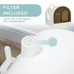 FURNIinspire Pet Training Pads And Potties Indoor Covered Litter Box, Self Cleaning Litter Box With Tray, Scoop, Filter, White, 17.25"*17"*18.5" -Outdoor Kitchen & Living GUEST 343da353 db26 4ea6 8c23 7fa6827e5dfe