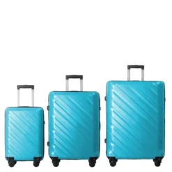 FURNIinspire Bag And Luggage Sets 3 Piece Textured Travel Luggage, Hard Suitcase Set With Wheels, Scratch-Resistant, Peacock Blue, 21.65"*13.19"*31.1" -Outdoor Kitchen & Living GUEST 36211b2d 5d4b 4d5c 83f4 75a06c4acffc