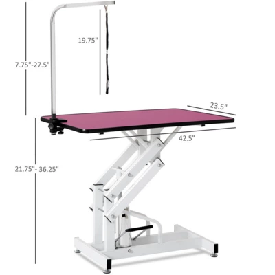 FURNIinspire Pet Grooming Tools Foldable Pet Grooming Table For Pet Large Dogs And Cats With Adjustable, Bathing Station, Pink, 42.5"*23.5"*63.75" 4 FURNIinspire Pet Grooming Tools Foldable Pet Grooming Table For Pet Large Dogs And Cats With Adjustable, Bathing Station, Pink, 42.5"*23.5"*63.75" - Image 2