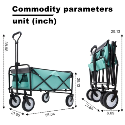 FURNIinspire Outdoor Serving Carts 360lbs Collapsible Foldable Wagon Cart With Strapping System For Camping Shopping, Blue, 35.04"*21.65"*38.98" 4 FURNIinspire Outdoor Serving Carts 360lbs Collapsible Foldable Wagon Cart With Strapping System For Camping Shopping, Blue, 35.04"*21.65"*38.98" - Image 2