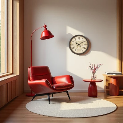 FURNIinspire Wall Clocks Round Living Room Roman Numeral Clock Decorative Hanging Clock Vintage Timepiece Home Decor, Brown, 20"*20"*2" 3 FURNIinspire Wall Clocks Round Living Room Roman Numeral Clock Decorative Hanging Clock Vintage Timepiece Home Decor, Brown, 20"*20"*2"