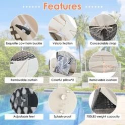 FURNIinspire Patio Chaise Lounges Patio Daybed With Cushions And Tent, Wicker Sunbed For Backyard, Garden, Brown And Beige, 72.4“*90.5"*102.4" -Outdoor Kitchen & Living GUEST 3b1e6115 9831 4d5a 8f3b a43f25046341