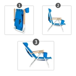 FURNIinspire Outdoor Portable Chair Adjustable Headrest For Comfortable Outdoor Relaxation, Blue, 30"*23"*25" -Outdoor Kitchen & Living GUEST 3ce9e0a8 2972 4869 9299 be5b1488657a