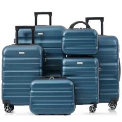 FURNIinspire Bag And Luggage Sets 6 Piece Luggage Set, Lightweight Carry On Luggage Suitcases With Wheels For Travel Business, Blue, 11.8"*19.7"*30.3" -Outdoor Kitchen & Living GUEST 3d11013b 809c 44c3 b1a6 d1f74c752934