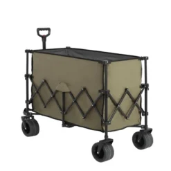 FURNIinspire Wheelbarrows And Lawn Carts Beach Wagon Lawn Cart Garden Cart, Heavy Duty Folding Utility Yard Cart, Green, 20.87"*42.91"*32.68" -Outdoor Kitchen & Living GUEST 3efd507f 5c18 43fd 987e 75cedc417cdf