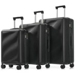 FURNIinspire Bag And Luggage Sets Travel Luggage Set Suitcase Set, 3 Piece Hard Shell Suitcases, Lightweight Suitcase, Black, 11.4"*20.1"*29.1" -Outdoor Kitchen & Living GUEST 3f8964b4 6439 411f 8b9a d399e4ef08e2