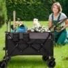 FURNIinspire Outdoor Serving Carts Multi Functional Push Pull Folding Wagon Cart With Rotating Handle All-Terrain Wheele, Black, 48.43"*22.83"*43.7" -Outdoor Kitchen & Living GUEST 3ff18634 f16c 499e bc08 d88d4fd868ef