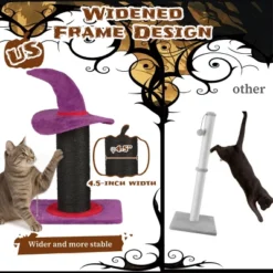 FURNIinspire Pet Tower Halloween Cat Tree Wizard Hat Cat Scratching Post, Cute Cat Toys Kitten Pet Furniture Indoor, Purple, 15.8"*11.8"*23.6" -Outdoor Kitchen & Living GUEST 40a2a933 e02d 40e7 9efc 36e73b50140c