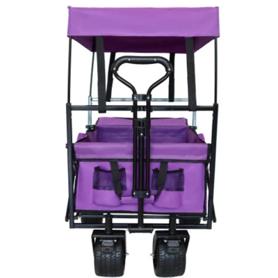 FURNIinspire Outdoor Serving Carts Collapsible Folding Wagon 300L Collapsible Wagon With Tailgate All-Terrain Wheels, Purple, 45.28"*22.83"*38.78"