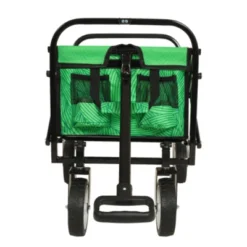 FURNIinspire Outdoor Serving Carts Minimeetall Collapsible Foldable Wagon Cart Utility Wagon Grocery Cart 225lbs, Green, 35.04"*22.44"*38.58"