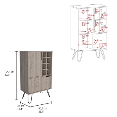 FURNIinspireWine Racks Bar Cabinet Kitchen Cupboard With 8 Built-In Wine Rack, Single Door, Storage Furniture, Gray, 13.3"*23.9"*13.3" 4 FURNIinspireWine Racks Bar Cabinet Kitchen Cupboard With 8 Built-In Wine Rack, Single Door, Storage Furniture, Gray, 13.3"*23.9"*13.3" - Image 2