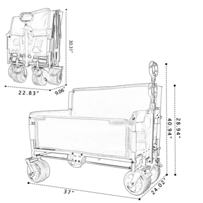 FURNIinspire Outdoor Serving Carts 3-in-1 Convertible Folding Wagon Cart Bench Seat Storage 500lbs Heavy-Duty Utility Wagon, Gray, 37"*24.02"*40.94" 4 FURNIinspire Outdoor Serving Carts 3-in-1 Convertible Folding Wagon Cart Bench Seat Storage 500lbs Heavy-Duty Utility Wagon, Gray, 37"*24.02"*40.94" - Image 2