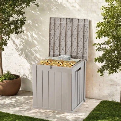 FURNIinspire Deck Boxes 50 Gallon Deck Box, Outdoor And Indoor Storage Container, Waterproof Resin Storage Bin, Storage Box, Light Brown, 22“*22”*24“ 5 FURNIinspire Deck Boxes 50 Gallon Deck Box, Outdoor And Indoor Storage Container, Waterproof Resin Storage Bin, Storage Box, Light Brown, 22“*22”*24“ - Image 3