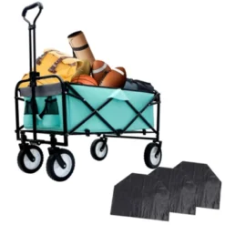 FURNIinspire Outdoor Serving Carts 360lbs Foldable Wagon Cart Beach Wagon Utility Cart Wagon Grocery Cart For Fishing, Blue, 35.04"*21.65"*38.98" -Outdoor Kitchen & Living GUEST 47a09a12 ba76 41af a71a 3fe5c4bc7100