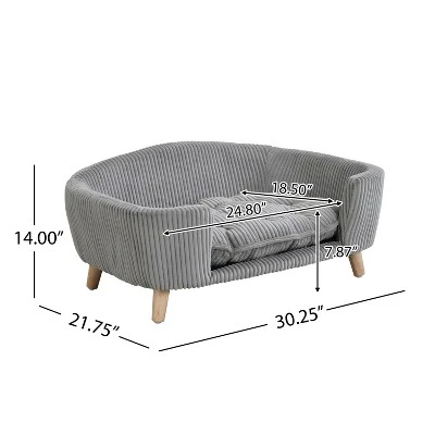FURNIinspire Pet Beds Elevated Dog Bed, Corduroy Pet Couch Bed, Indoor Pet Bed Cat Bed Small Dog Bed With Wood Legs, Gray, 30.25"*21.75"*14" 4 FURNIinspire Pet Beds Elevated Dog Bed, Corduroy Pet Couch Bed, Indoor Pet Bed Cat Bed Small Dog Bed With Wood Legs, Gray, 30.25"*21.75"*14" - Image 2
