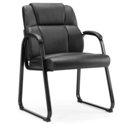 FURNIinspire Task And Office Chairs Waiting Room Chairs, Office Desk Guest Chair With Padded Arms, Reception Armchair, Black, 24.5"*20.5"*35"