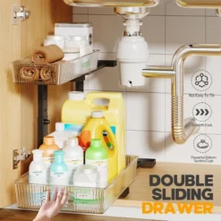 FURNIinspire 2 Pack Under Sink Organizer Pull Out Cabinet Organizer Acrylic Under Sink Storage Shelf For Kitchen Bathroom, Black, 15.6"*10.61"*5.1" -Outdoor Kitchen & Living GUEST 497163d7 1920 42a9 b625 8564743f0951