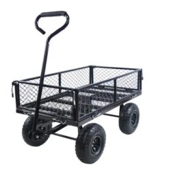 FURNIinspire Wheelbarrows And Lawn Carts Outdoor Steel Frame Wagon Cart Garden Cart, Ideal For Firewood And Yard Debris, Black, 40“*19"*40" -Outdoor Kitchen & Living GUEST 4a1b60af 7bfa 4a05 8958 d2d2a4d2f419