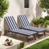 FURNIinspire Outdoor Seat Cushions 2pcs Stripe Patio Furniture Seat Cushion Replacement For Chaise Lounge, Removable Cover, Blue, 74.4"*22.05"*2.76" -Outdoor Kitchen & Living GUEST 4a939291 d68e 4b14 a11e 1495487d763f