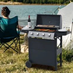 FURNIinspire Outdoor Grills, Griddles And Smokers Professional 4 Burner Gas Grill, Stainless Steel BBQ With Pizza Oven, Black, 27.2"*18.1"*15" -Outdoor Kitchen & Living GUEST 4ae83d39 de87 4250 a239 8f9f374ab101